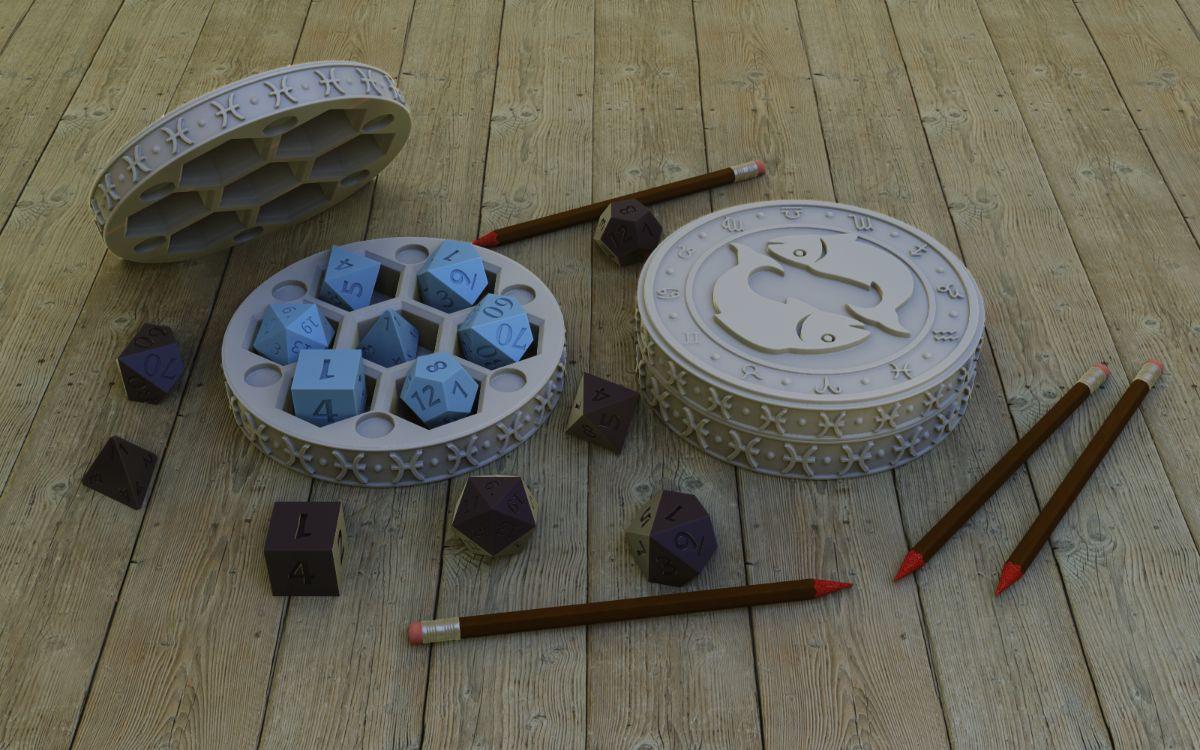 Pojemnik na kości do gry Zodiak Ryby