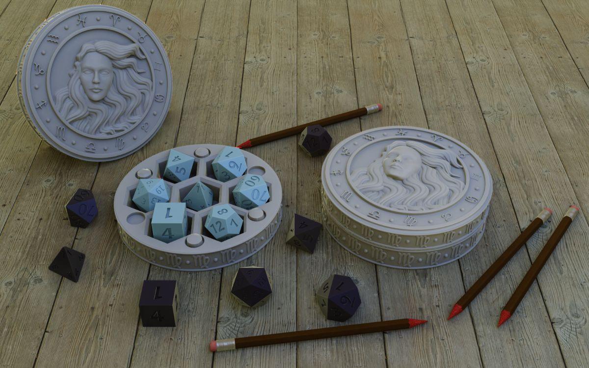 Pojemnik na kości do grania znaku Panny