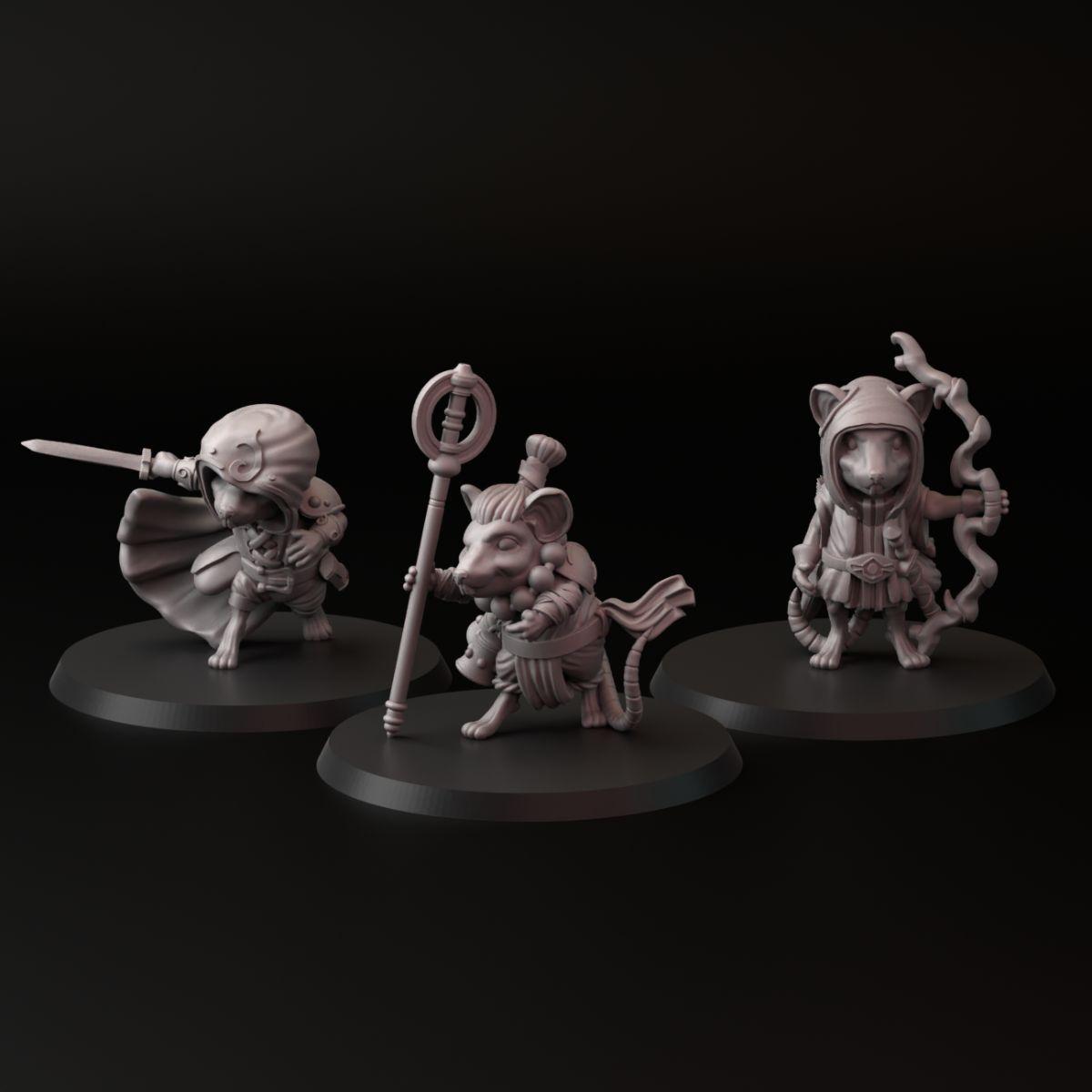 Figurki Mysich Bohaterów – Mag, Złodziej i Wojownik