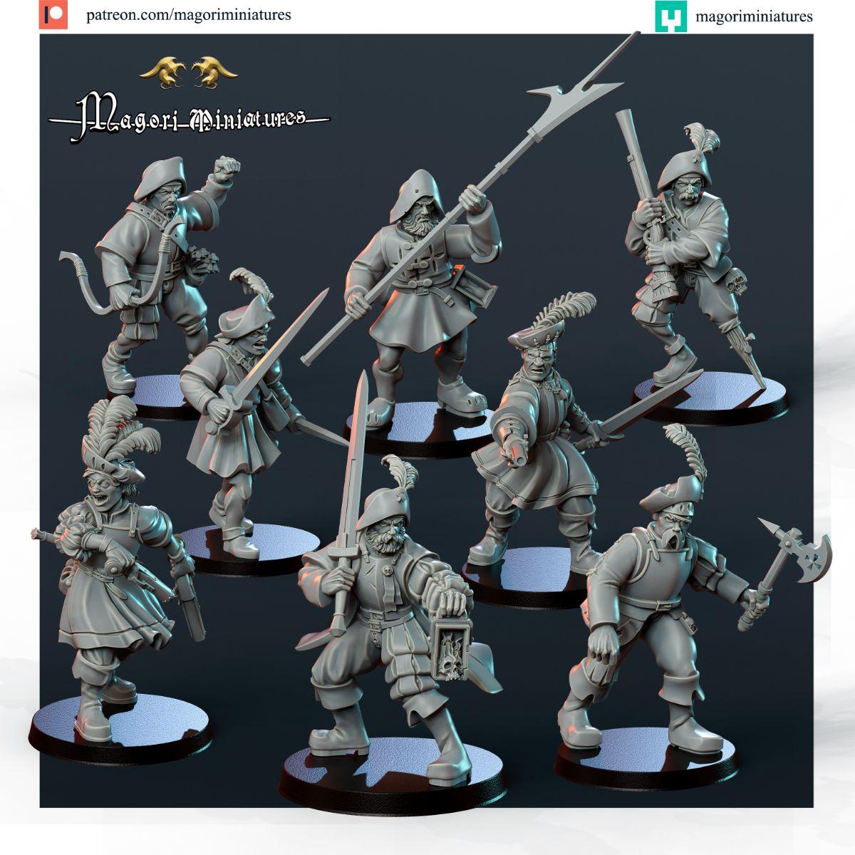 Zestaw Najemników Wojowników z Różnymi Broniami